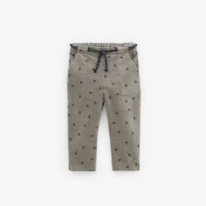 ZARA Baby Girl Gray Velvet Dandelion Pant Belted W/Pockets 3/4